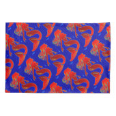 赤いピンアップの人魚のパターン 枕カバー (裏面)