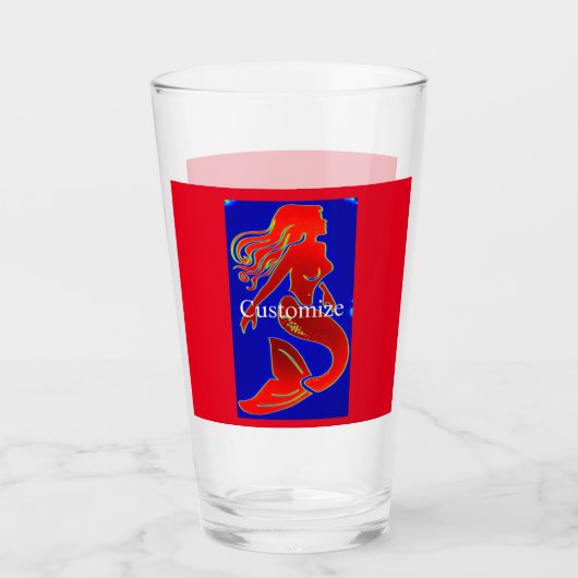 赤いピンアップの人魚 タンブラーグラス (正面)
