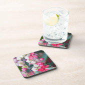 赤いピンクと白の熱帯の花 コースター (右側)