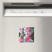 赤いピンクと白の熱帯の花 マグネット (インサイチュ (食洗機))