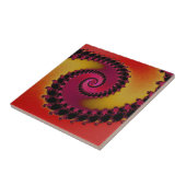 赤いピンクと黄色のサンライズスパイラルフラクタル タイル (側面)