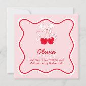 赤いピンクのあなたは私のブライズメイドになってくれますか? プロポーズカード 招待状 (正面)