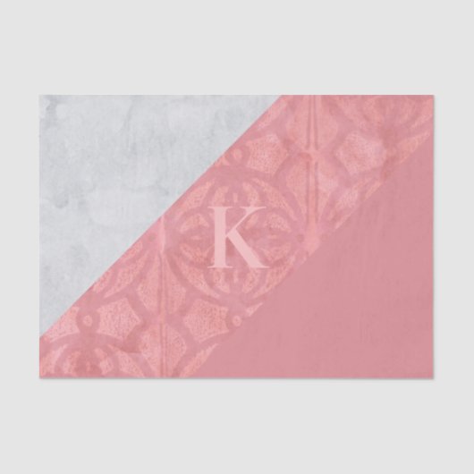 赤いピンクのろうけつ染めとグレーの水色の文字のノート 薄葉紙 (正面)