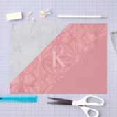 赤いピンクのろうけつ染めとグレーの水色の文字のノート 薄葉紙 (クラフト)