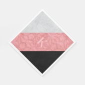 赤いピンクのろうけつ染めとグレーの水色の文字 スタンダードランチョンナプキン (角)