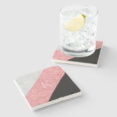 赤いピンクのろうけつ染めとグレーの水色の文字 ストーンコースター (横)