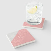 赤いピンクのろうけつ染めとグレーの水色の文字 ストーンコースター (横)