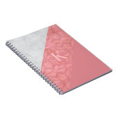 赤いピンクのろうけつ染めとグレーの水色の文字 ノートブック (右側)