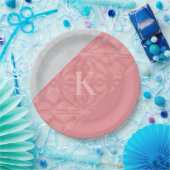 赤いピンクのろうけつ染めとグレーの水色の文字 ペーパープレート (パーティー)