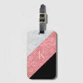 赤いピンクのろうけつ染めとグレーの水色の文字 ラゲッジタグ (正面縦)