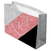 赤いピンクのろうけつ染めとグレーの水色の文字 ラージペーパーバッグ (裏面アングル)