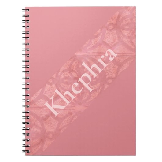 赤いピンクのろうけつ染めと名前 ノートブック (正面)