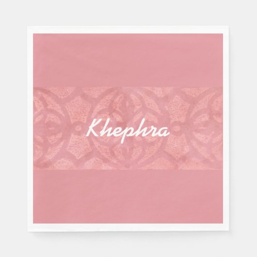 赤いピンクのろうけつ染めと青い水の色名 スタンダードランチョンナプキン (正面)