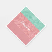 赤いピンクのろうけつ染めと青い水の色名 スタンダードランチョンナプキン (角)