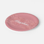 赤いピンクのろうけつ染めと青い水の色名 ペーパープレート (アングル)