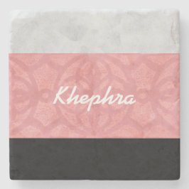 赤いピンクのろうけつ染めグレーの水の色と名前 ストーンコースター