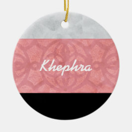 赤いピンクのろうけつ染めグレーの水の色と名前 セラミックオーナメント