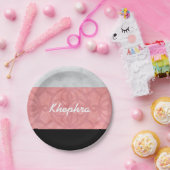 赤いピンクのろうけつ染めグレーの水の色と名前 ペーパープレート (パーティー)