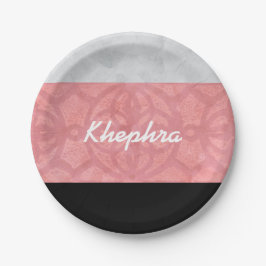 赤いピンクのろうけつ染めグレーの水の色と名前 ペーパープレート