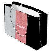 赤いピンクのろうけつ染めグレーの水の色と名前 ラージペーパーバッグ (裏面アングル)