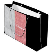 赤いピンクのろうけつ染めグレーの水の色と名前 ラージペーパーバッグ (正面アングル)