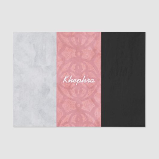 赤いピンクのろうけつ染めグレーの水の色と名前 薄葉紙 (正面)