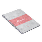 赤いピンクのろうけつ染めグレーの水の色の名前と年 ノートブック (右側)