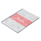 赤いピンクのろうけつ染めグレーの水の色の名前と年 ノートブック (左側)