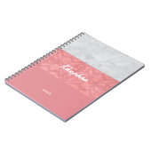 赤いピンクのろうけつ染めグレーの水の色名と年ではない ノートブック (左側)