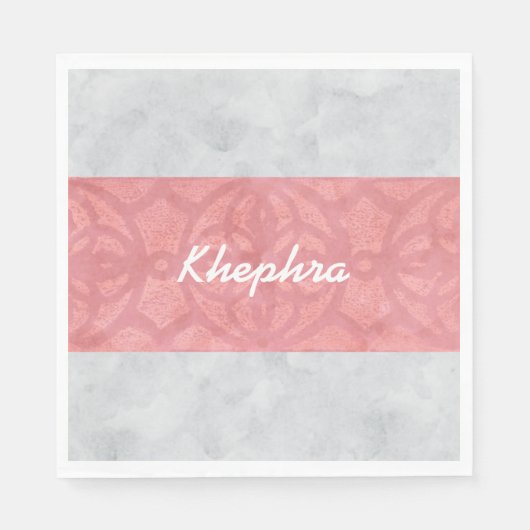 赤いピンクのろうけつ染めグレーの水の色名 スタンダードランチョンナプキン (正面)