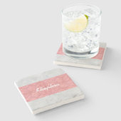 赤いピンクのろうけつ染めグレーの水の色名 ストーンコースター (横)