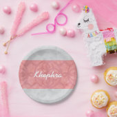 赤いピンクのろうけつ染めグレーの水の色名 ペーパープレート (パーティー)