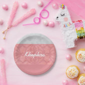 赤いピンクのろうけつ染めグレーの水の色名 ペーパープレート (パーティー)