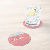 赤いピンクのろうけつ染めグレーの水の色名 ラウンドペーパーコースター (インサイチュ)