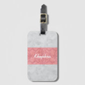 赤いピンクのろうけつ染めグレーの水の色名 ラゲッジタグ (正面縦)