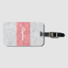 赤いピンクのろうけつ染めグレーの水の色名 ラゲッジタグ