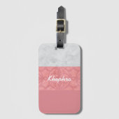 赤いピンクのろうけつ染めグレーの水の色名 ラゲッジタグ (正面縦)