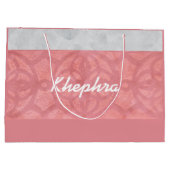 赤いピンクのろうけつ染めグレーの水の色名 ラージペーパーバッグ (裏面)