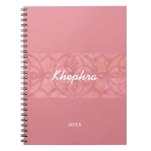 赤いピンクのろうけつ染め水の色の名前と年 ノートブック (正面)