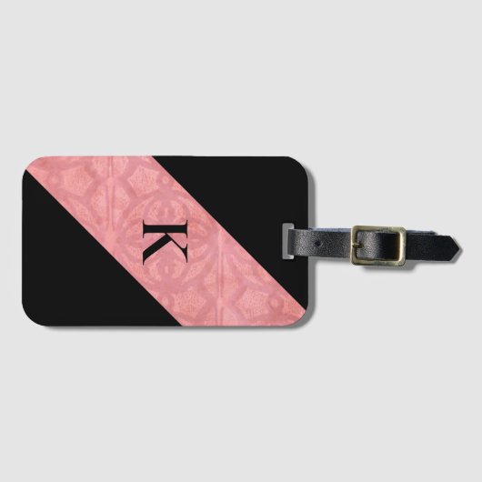 赤いピンクのろうけつ染め ラゲッジタグ (正面横)