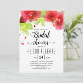 赤いピンクのエーテル結婚の花のブライダルシャワー 招待状 (スタンド正面)