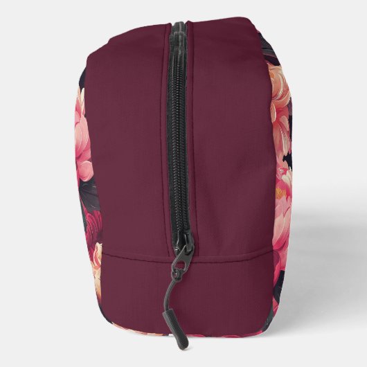 赤いピンクのカラフルヴィンテージ花パターン,モノグラム ドップキット (右)