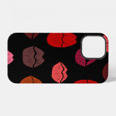 赤いピンクのキスの唇のプリント iPhoneケース (裏面横)