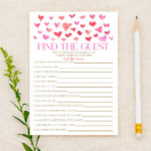 赤いピンクのハートがゲストの赤ちゃんシャワーゲームを見つける 便箋