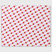 赤いピンクのハートオンWHITE ラッピングペーパー (フラット)