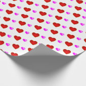 赤いピンクのハートオンWHITE ラッピングペーパー (角)