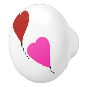 赤いピンクのハートバルーン セラミックノブ (右)