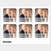 赤いピンクのハートバレンタインデーの写真を落書き スクエアシール (シート)