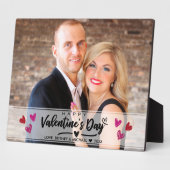 赤いピンクのハートバレンタインデーの写真を落書き フォトプラーク (側面)