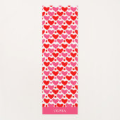赤いピンクのハートパターパーソナライズされたン ヨガマット (正面)